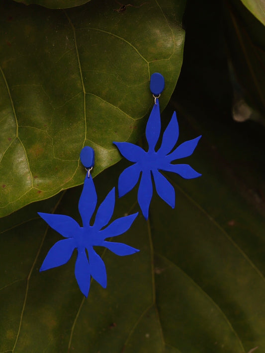 Cobalt blue floral earrings