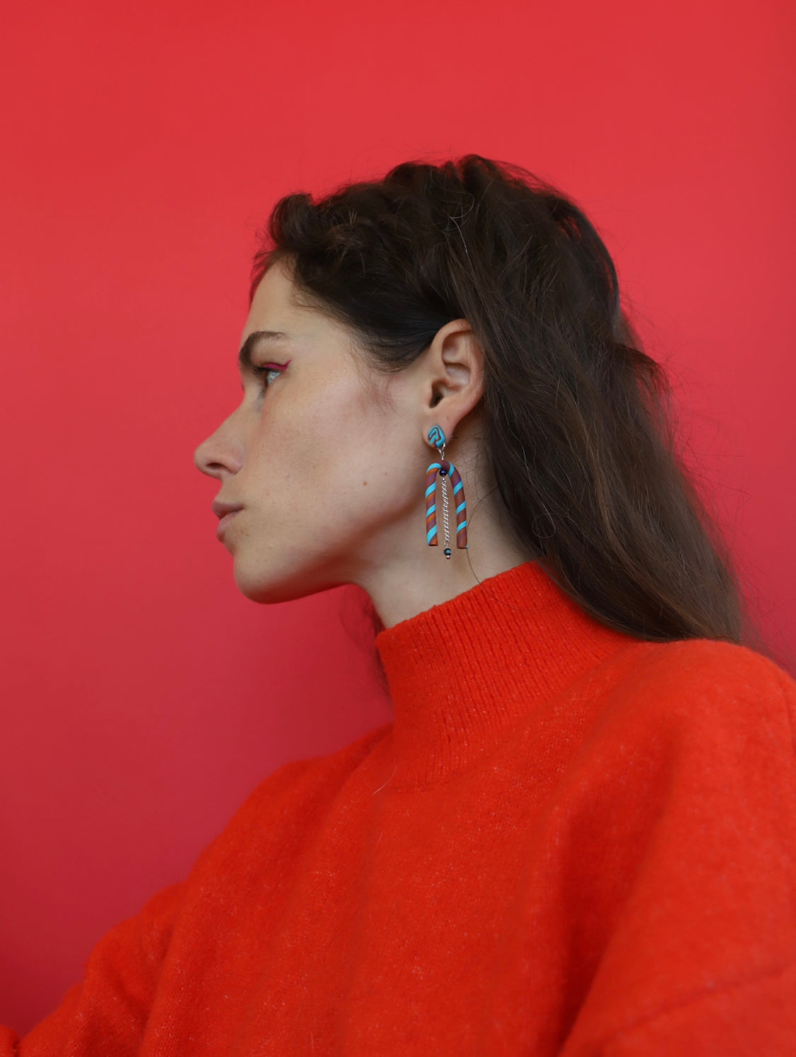 Orange blue dangle earrings