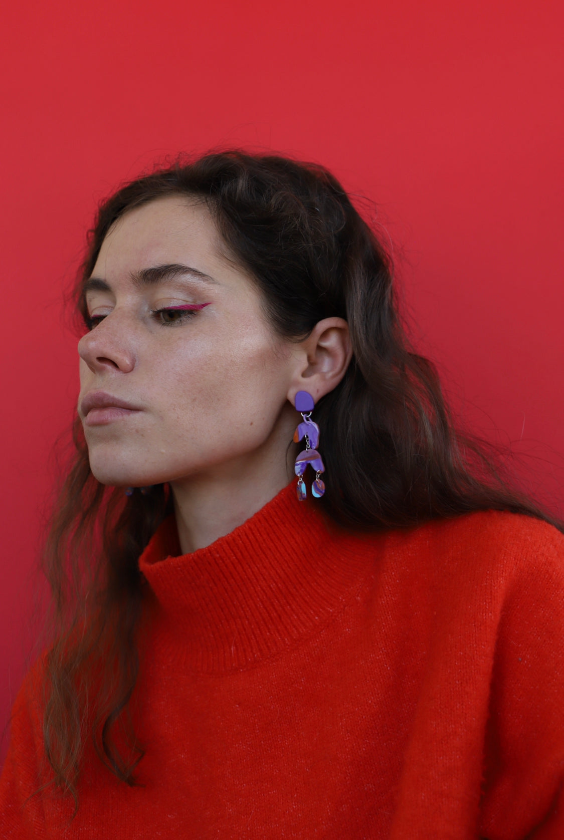 Tender violet orange earrings