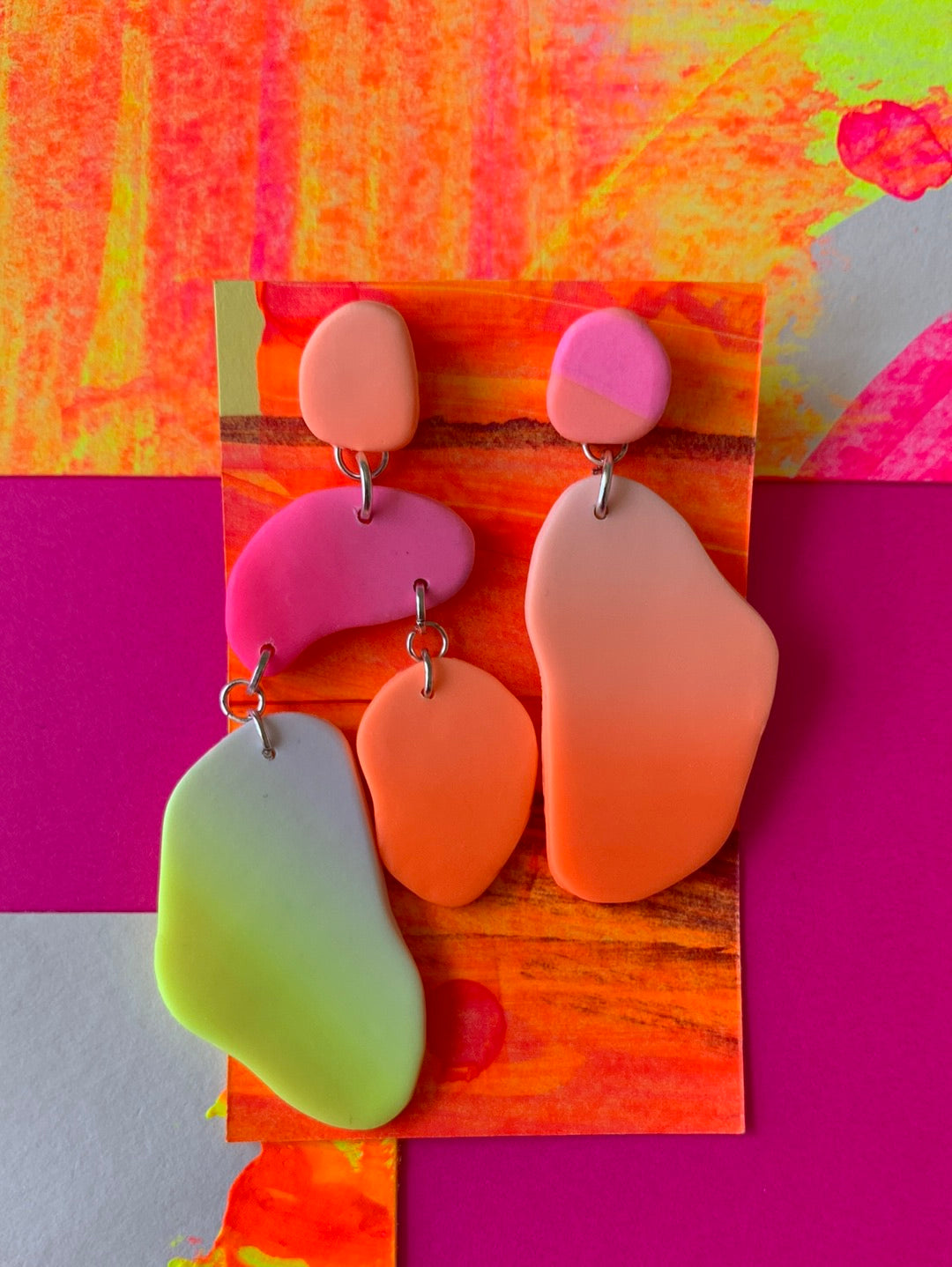 Orange pink and yellow earrings