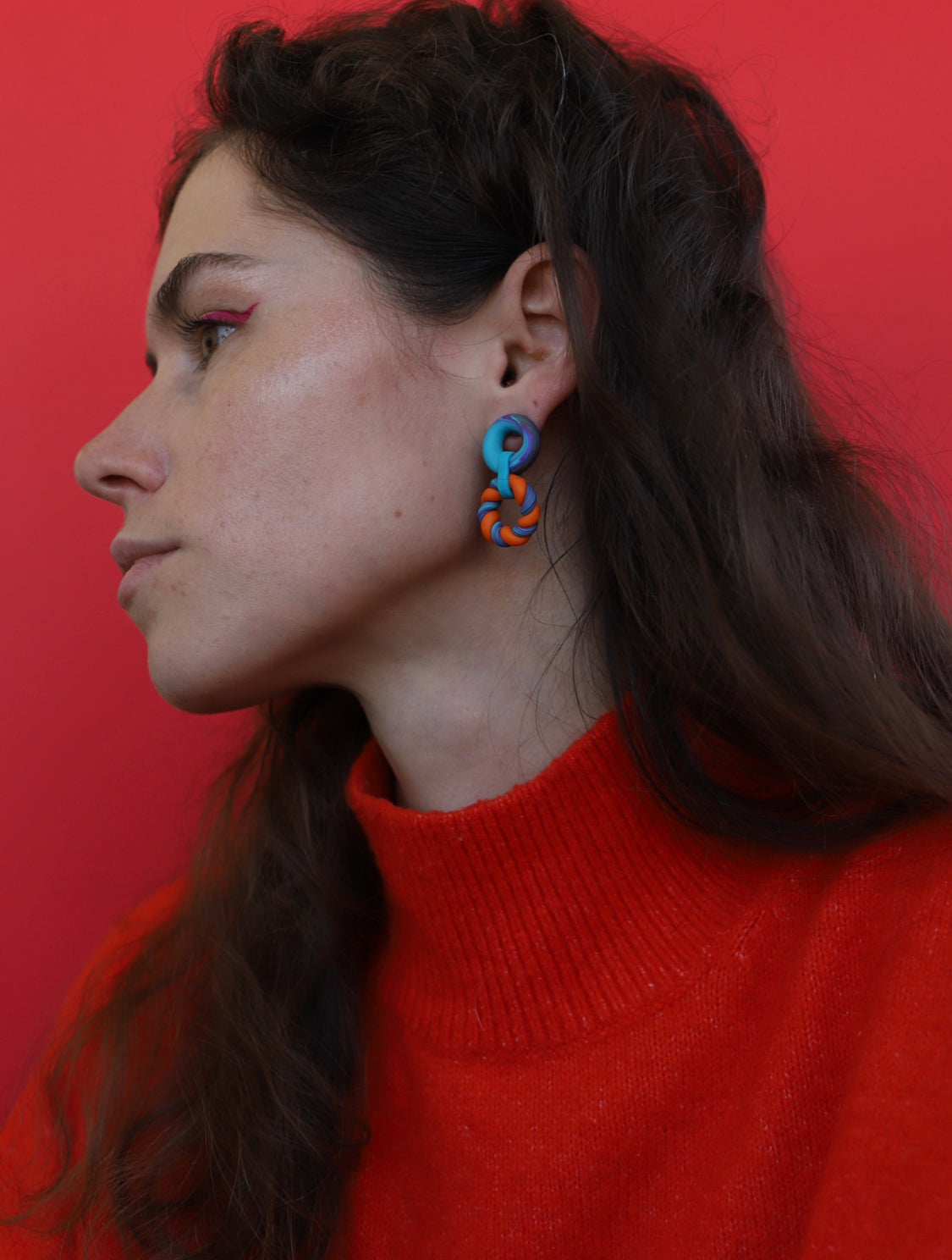 Elegant orange blue earrings