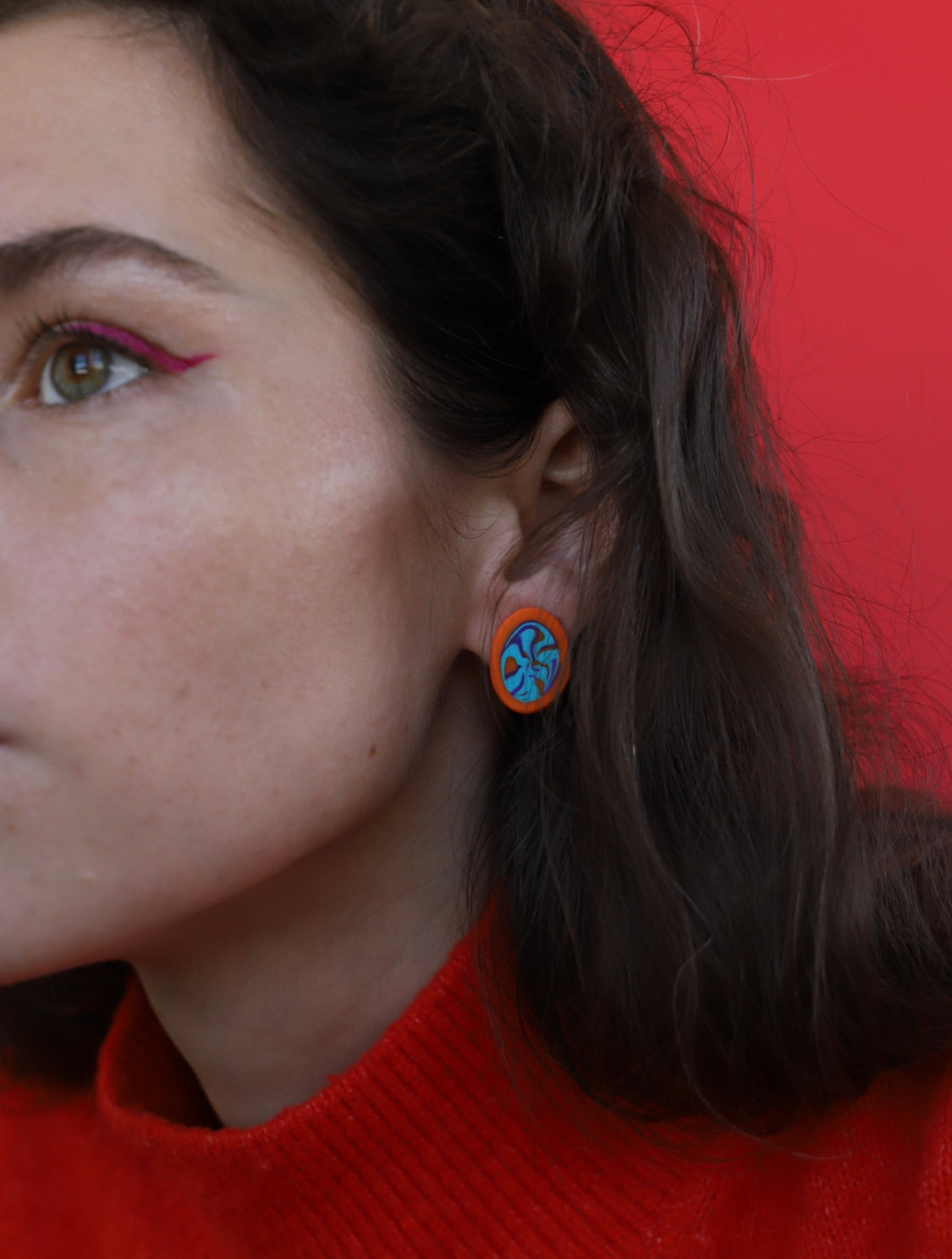 Orange blue earrings