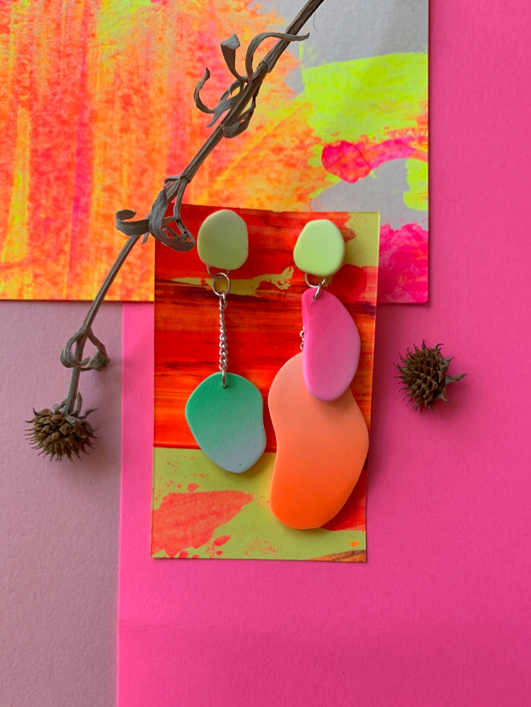 Vivid neon dangle earrings