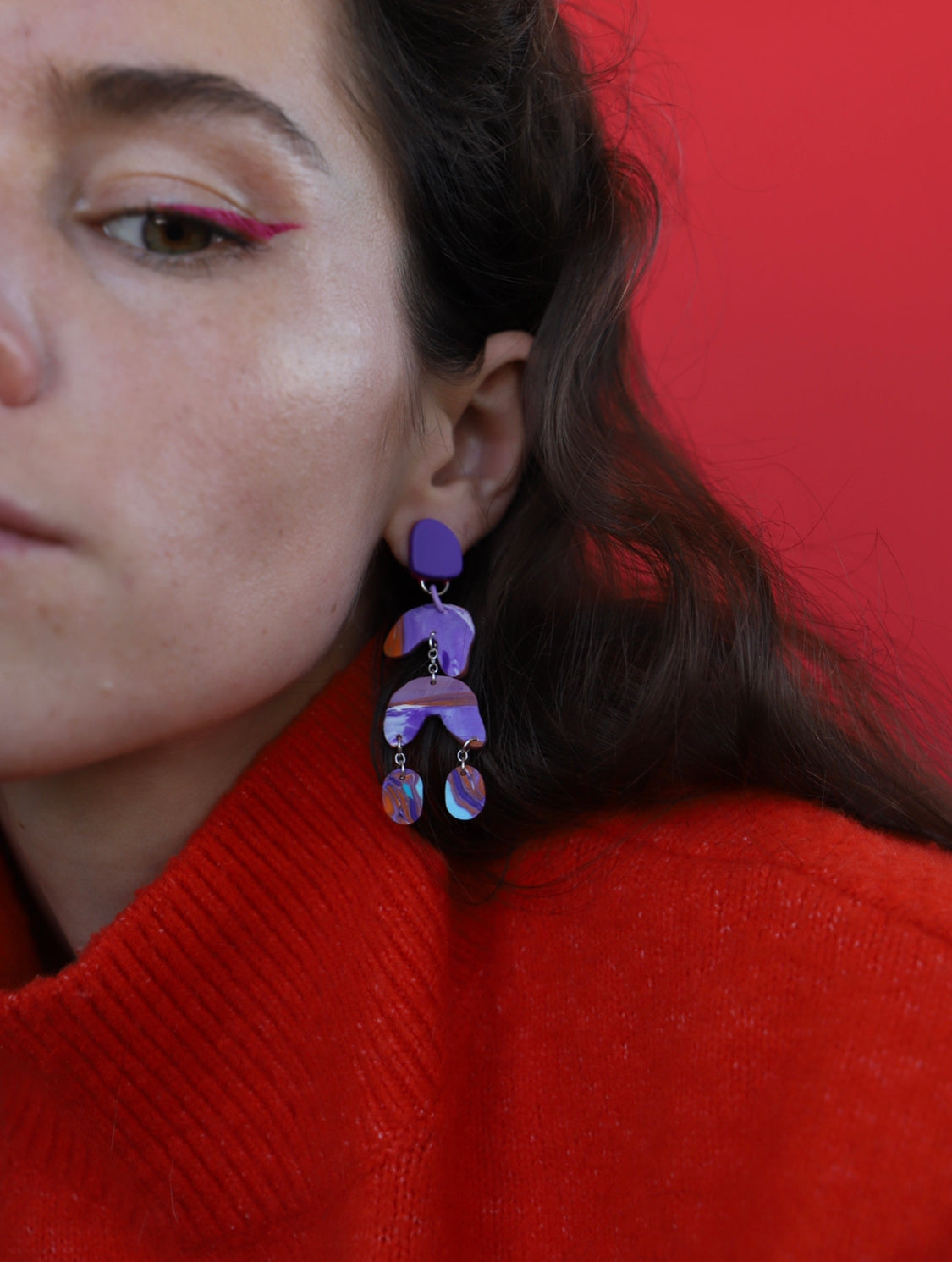 Tender violet orange earrings