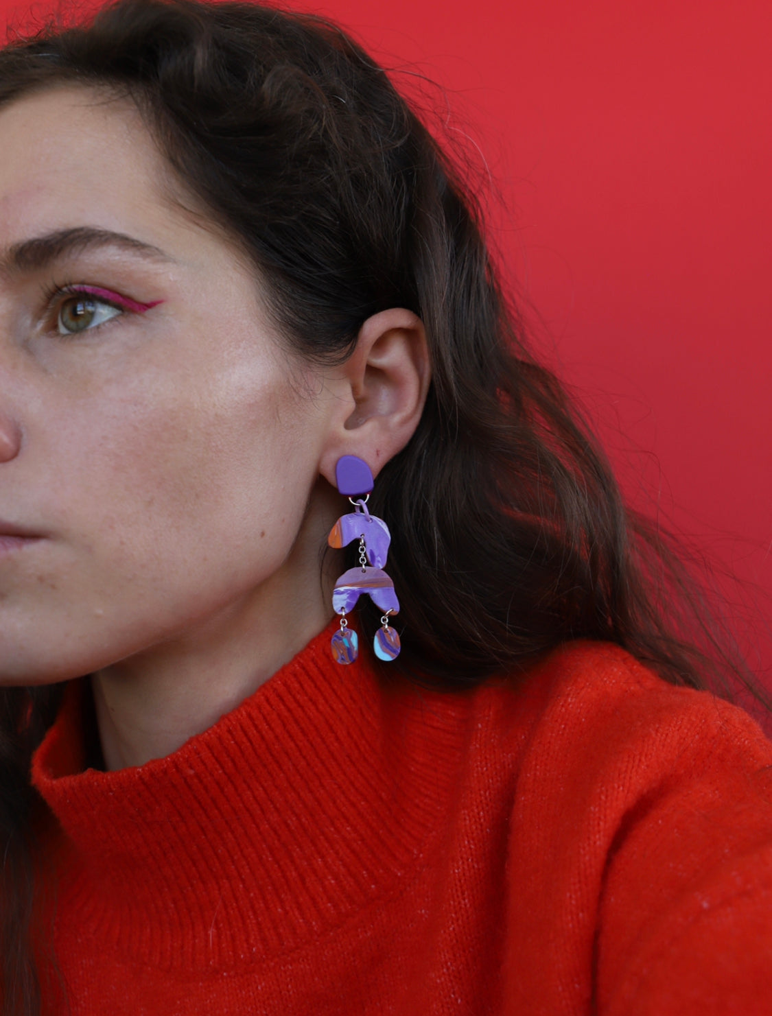 Tender violet orange earrings