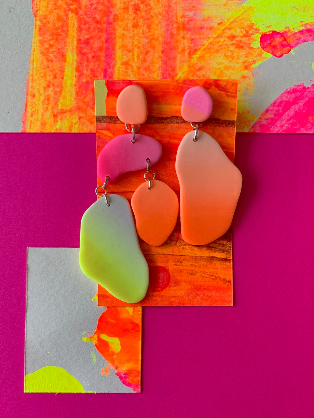 Orange pink and yellow earrings