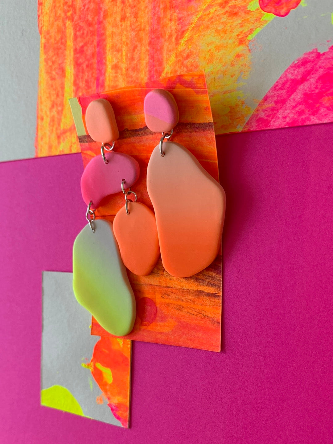 Orange pink and yellow earrings