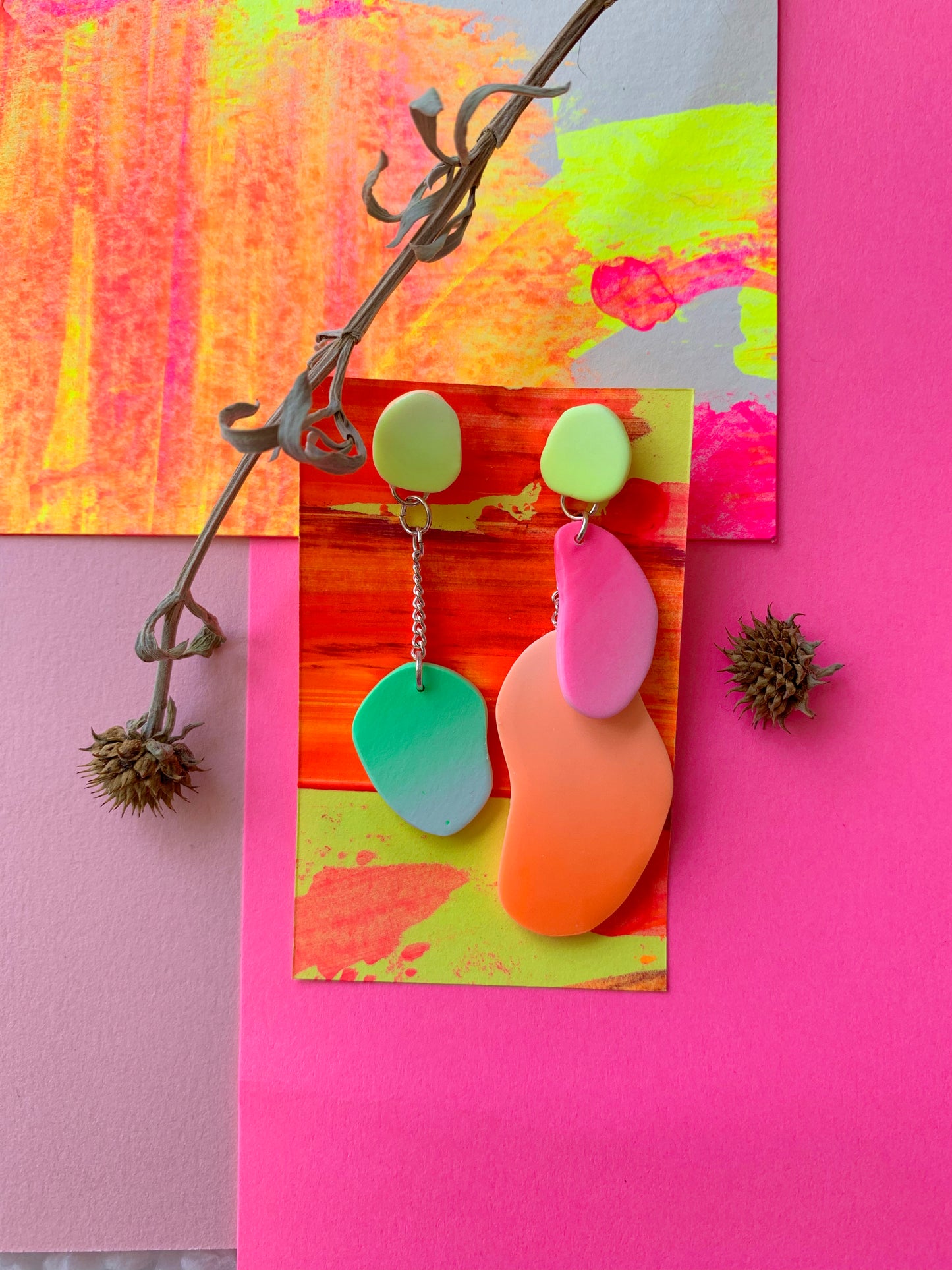 Vivid neon dangle earrings