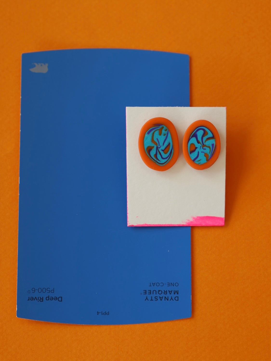 Orange blue earrings