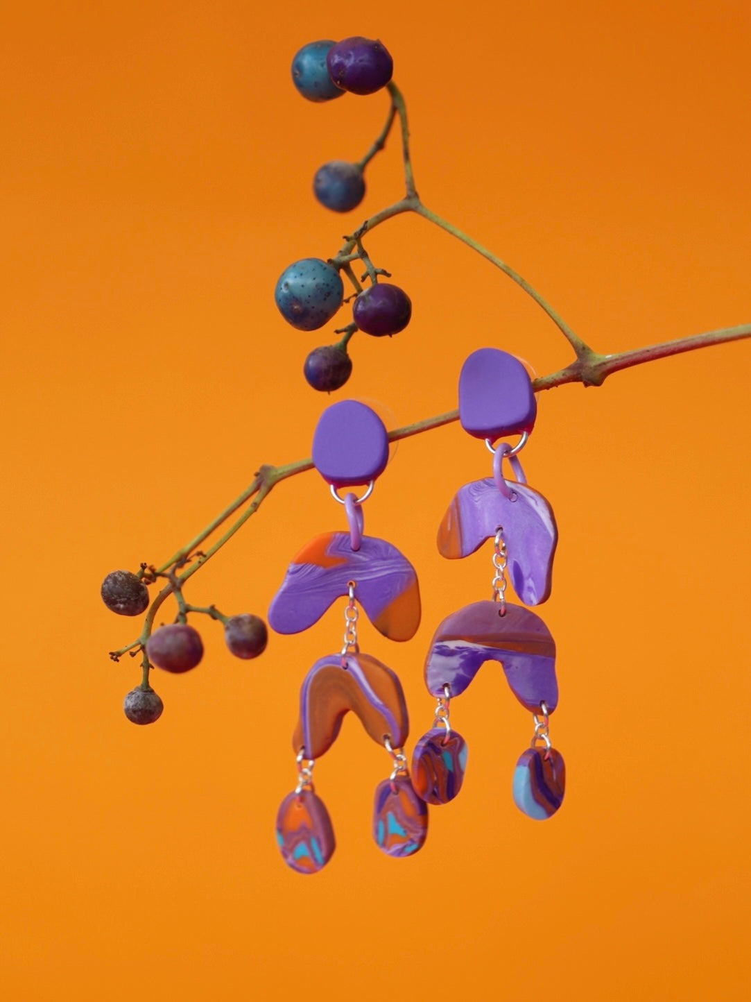 Tender violet orange earrings