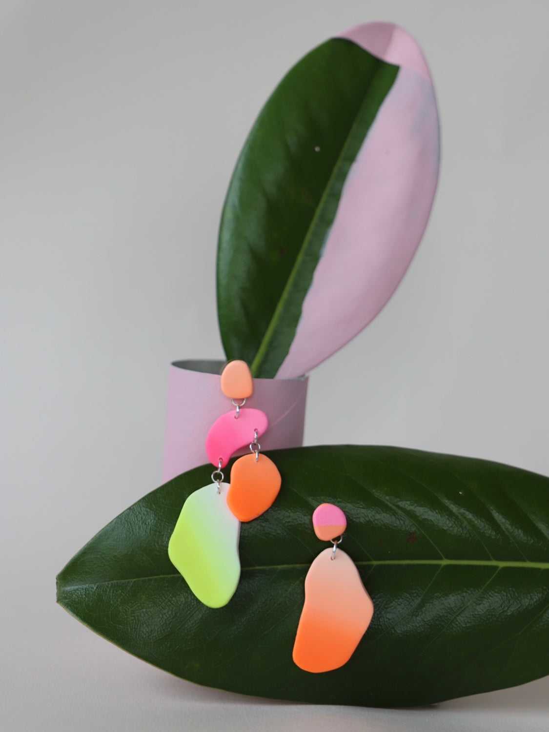 Orange pink and yellow earrings