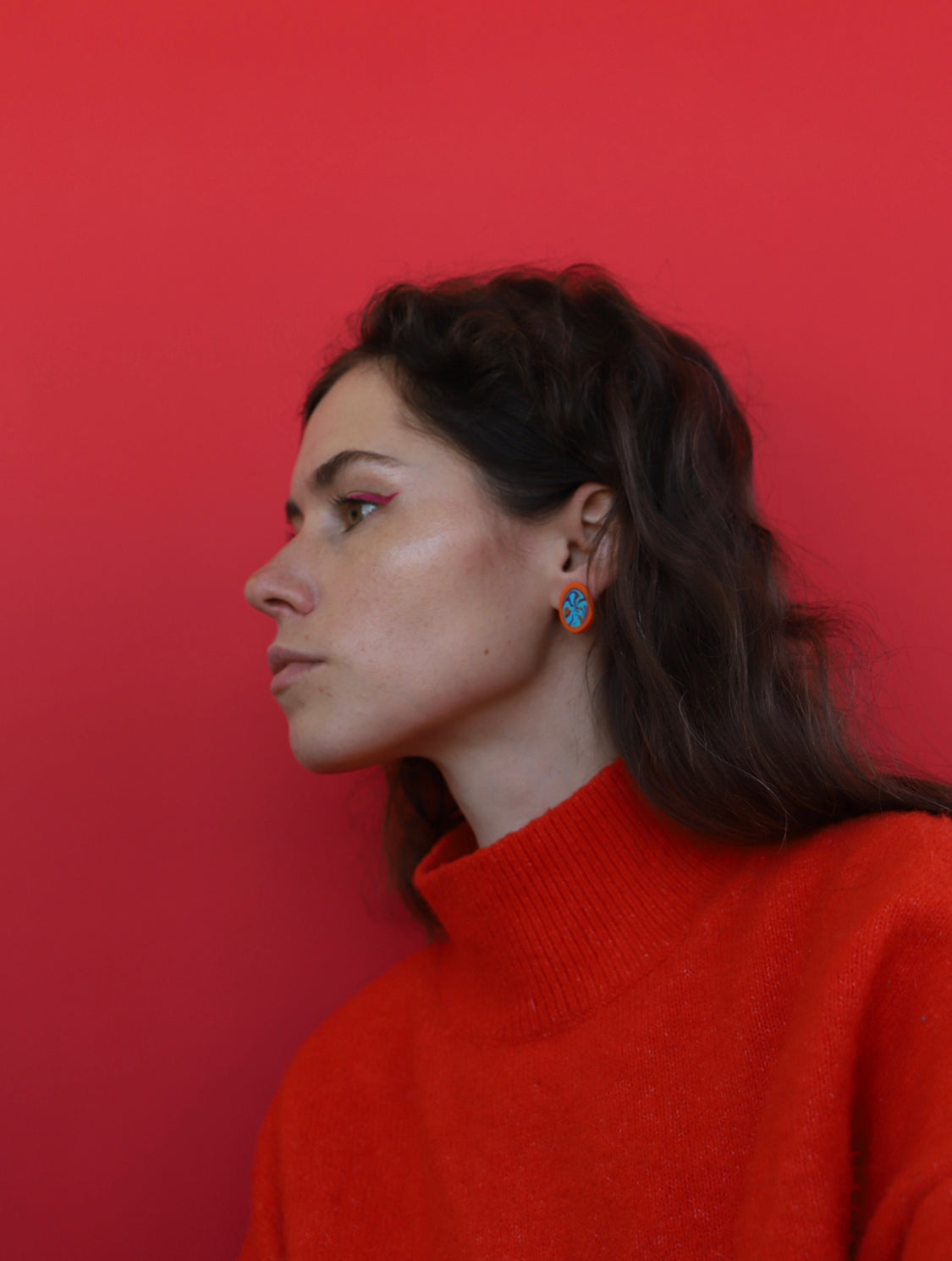 Orange blue earrings