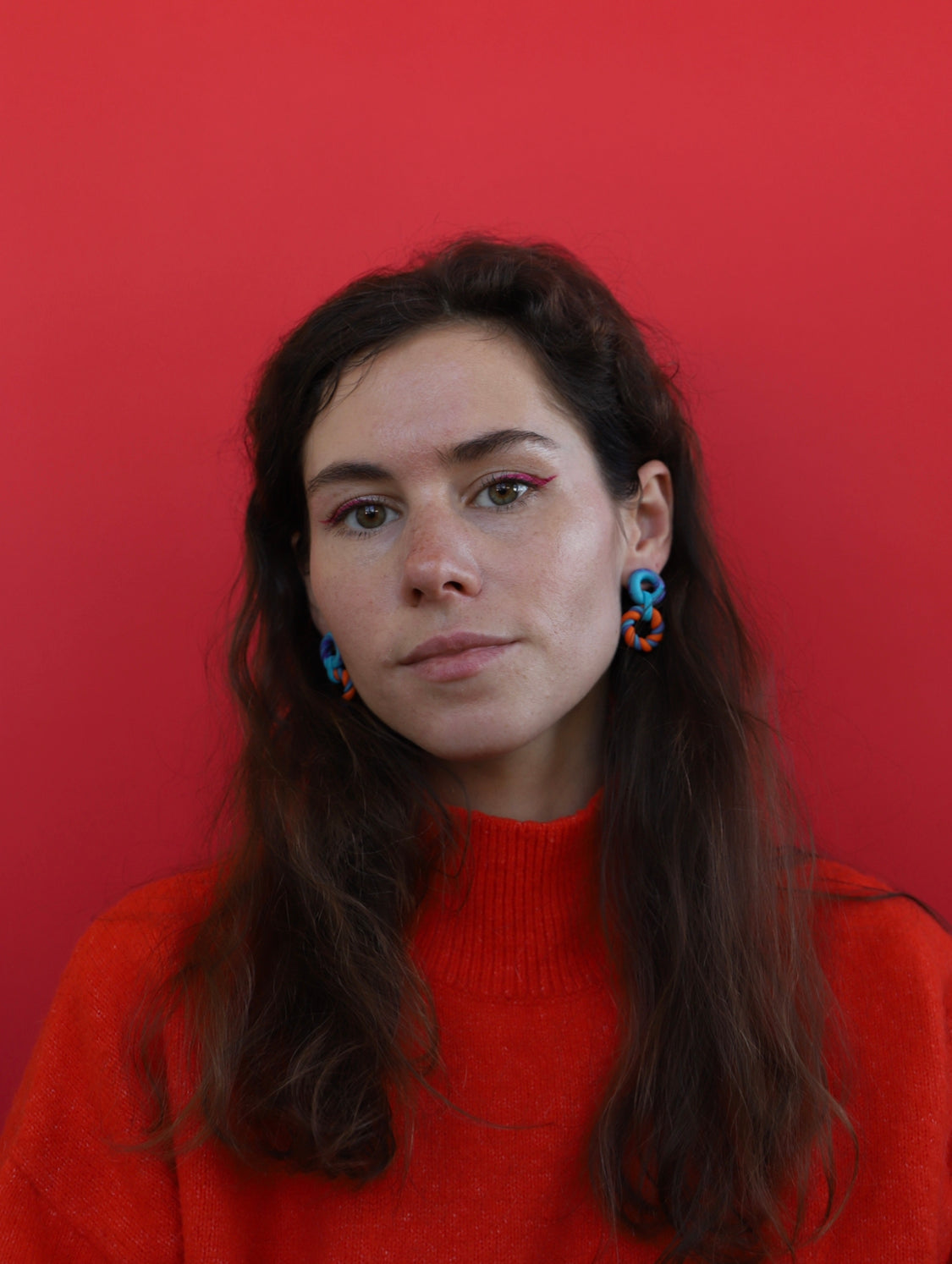 Elegant orange blue earrings